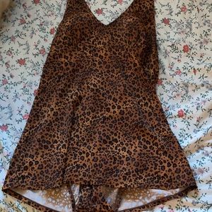 Leopard Print Halter Swim Dress